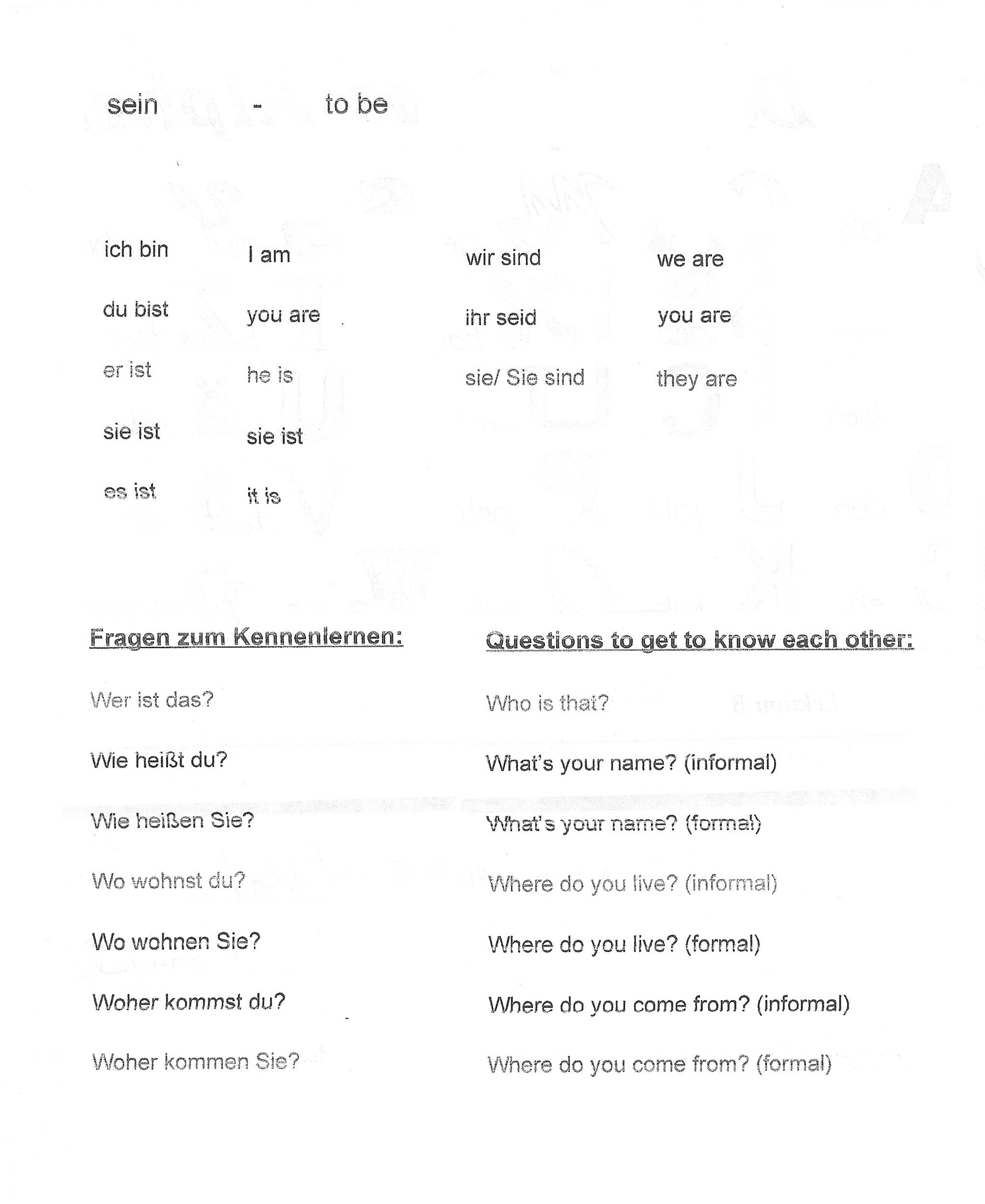 German Tenses Chart Pdf